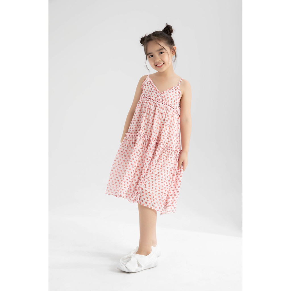 Đầm lụa 2 dây diềm bèo bé gái IVY moda MS 41G1267