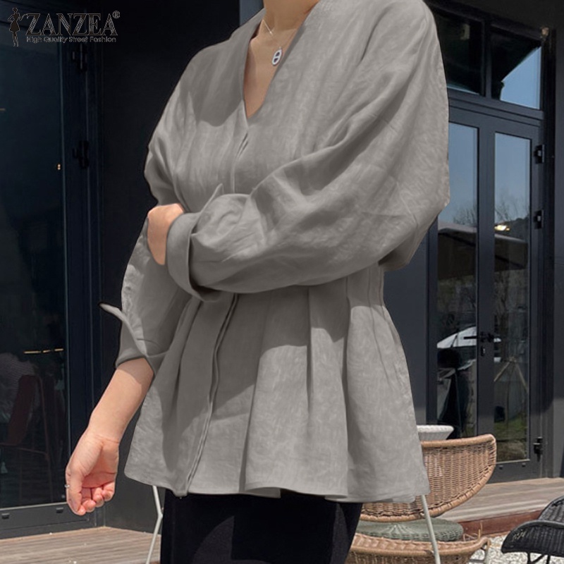 Áo kiểu Zanzea dài tay cổ chữ V thời trang cho nữ