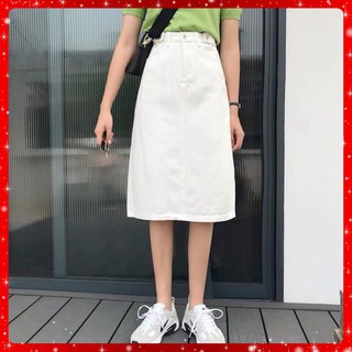 Váy cạp cao dài qua gối phong cách