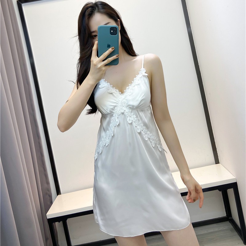 THANH LÝ - Váy ngủ lụa phối ren hoa chéo