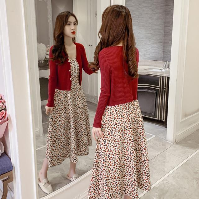 ❁ 【Gửi hàng từ Trung Quốc】Châu Âu ga nhẹ nấu gió nhẹ phù hợp với váy hoa chuông kiểu Pháp váy dài siêu tiên hai mảnh xuâ
