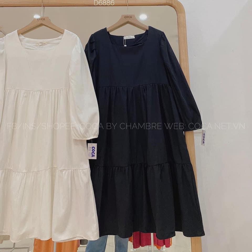 [RẺ VÔ ĐỊCH] Đầm Váy Dài Babydoll Nhún Bèo Tầng Cổ Vuông (Kèm Ảnh Thật)
