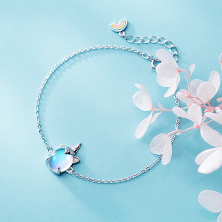 925 Silver Plated Bracelet Cute Unicorn Face