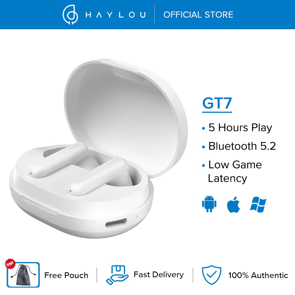 Tai nghe bluetooth 5.2 không dây Haylou GT7 mới chơi game nhạc thể thao độ trễ thấp Tai nghe khử tiếng ồn cuộc gọi độ né