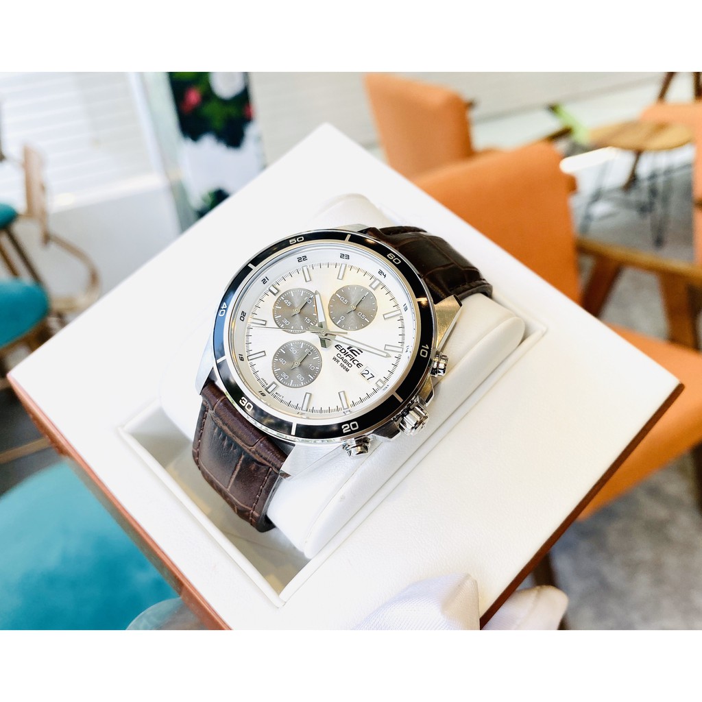 Đồng hồ nam Casio EDIFICE EFR-526L-7AVUDF Chính hãng - Dây Da - chống nước độ sâu 10