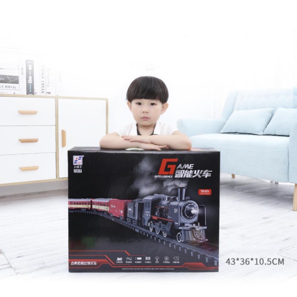 Bộ đồ chơi lắp ráp xe lửa có Hiệu ứng ánh sáng âm thanh Hơi nước và khói - 181x78cm