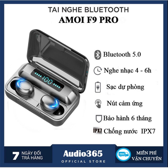 Tai nghe Bluetooth Không Dây TWS Amoi S11 Kiêm Sạc Dự Phòng 4800mAh - Chống nước IPX7-Nghe nhạc lên đến 90h
