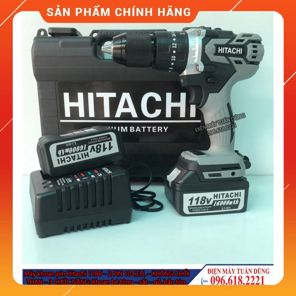 [NHẬP KHẨU] Máy Khoan Pin Hitachi 118V, 2 PIN, 100% DÂY DỒNG, KHÔNG CHỔI THAN [CAM KẾT CHÍNH HÃNG]