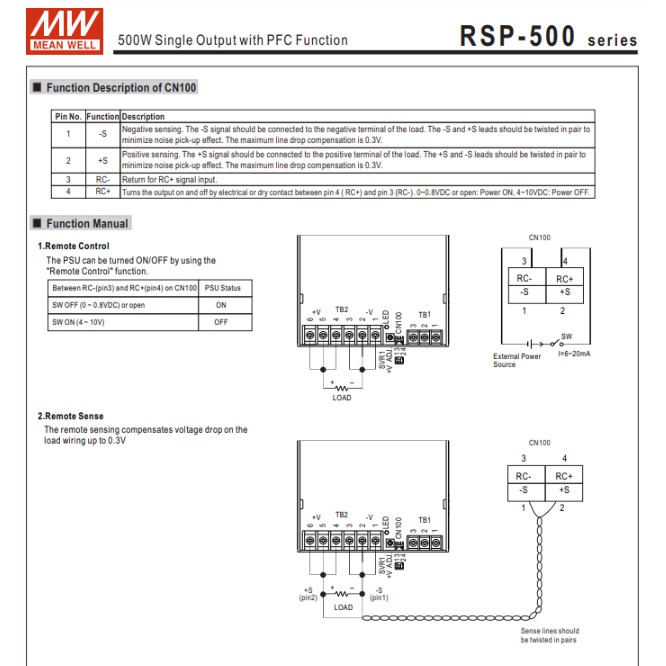 Nguồn Meanwell RSP-500-24 Power Supply 500W 24V 21A