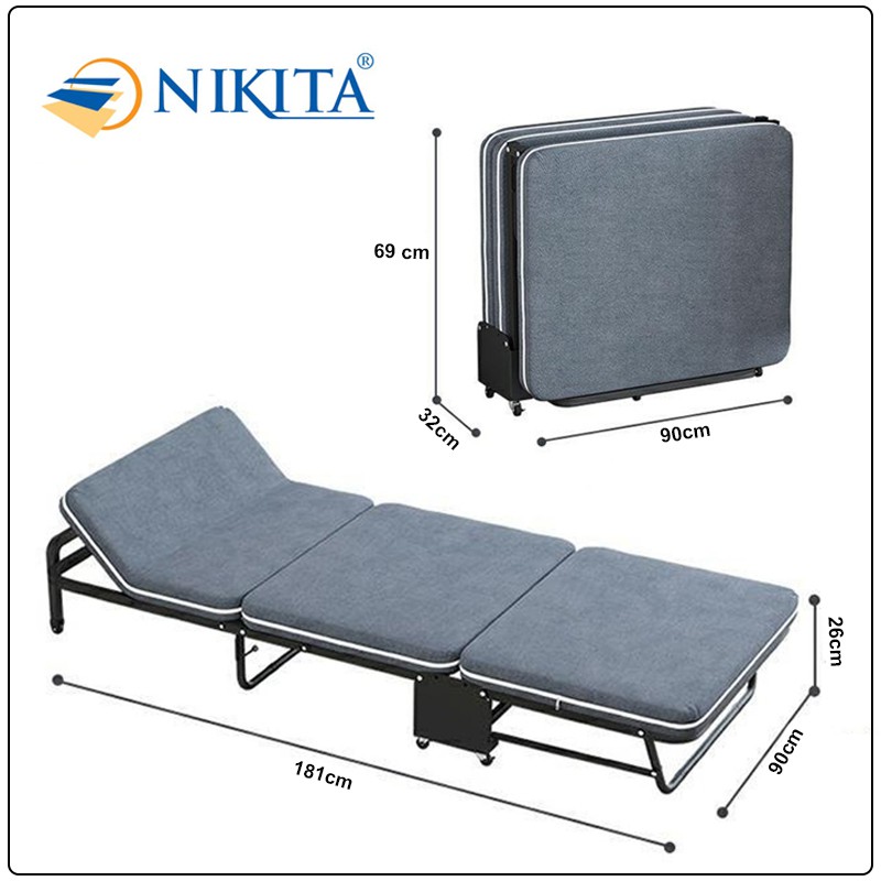 [Mã LIFEBKA5 giảm 10% tối đa 1 Triệu đơn 500k] Giường ngủ gấp gọn NIKITA màu xanh nhiều kích thước nhỏ gọn, tiện lợi.