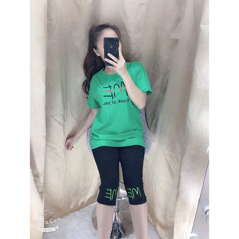 đồ bộ cotton lửng logo chữ độc đáo