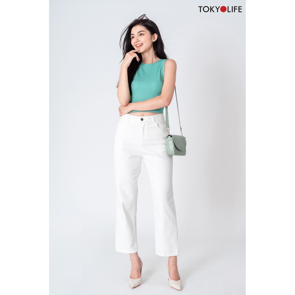 Áo Croptop Nữ TOKYOLIFE cổ tròn sát nách I9CTP506I