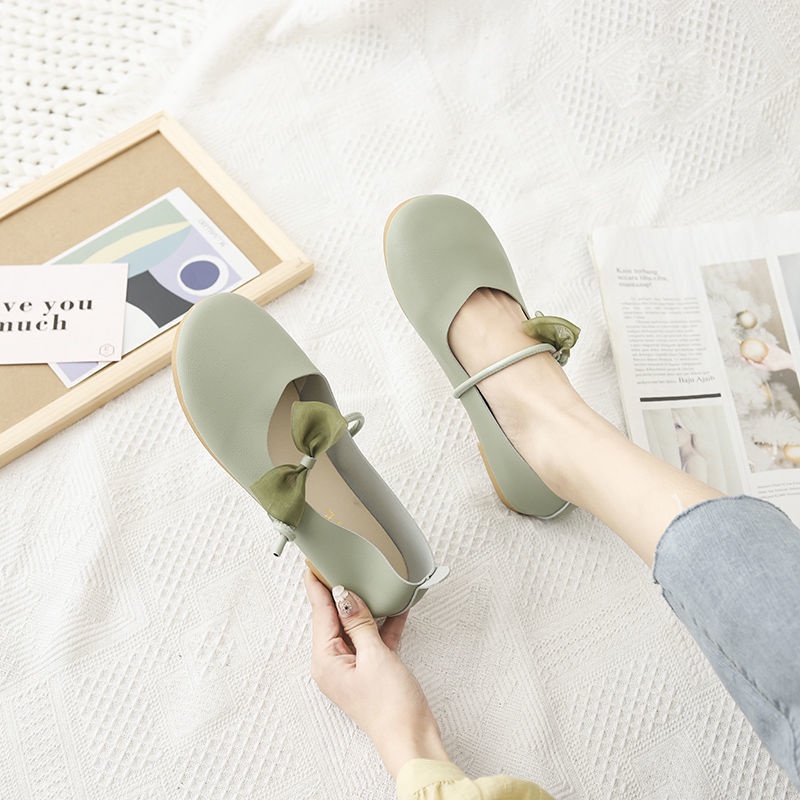 Giày Búp Bê Mũi Tròn Đế Bằng Mềm Mại Họa Tiết Hoa Thời Trang Mùa Hè Cho Nữ Size 35-39