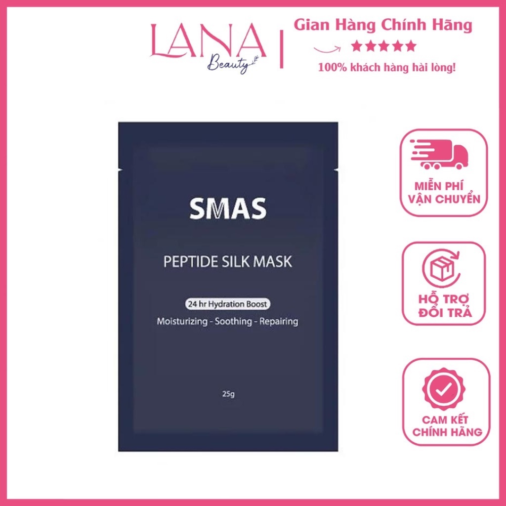 Mặt Nạ Dưỡng Và Phục Hồi Da Smas Peptide Silk Mask 24h Hydration Boost 25g Nhật Bản Dành Cho Da Nhạy Cảm