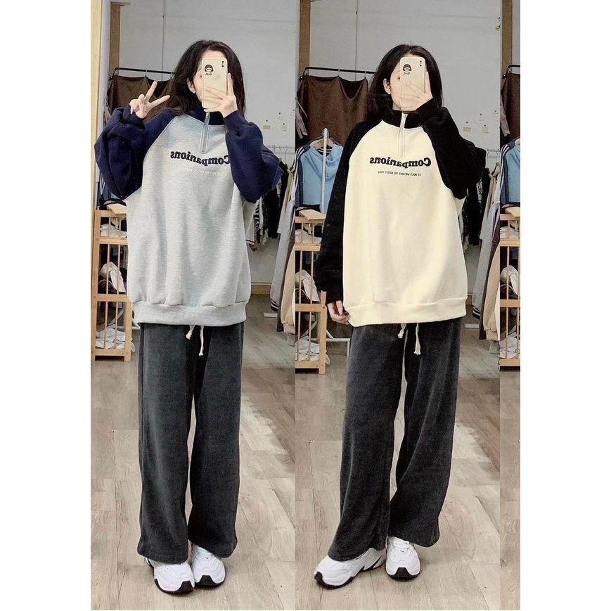 💕 Áo nỉ dày ấm hình thêu cổ khóa phối siêu hót hit 40kg_65kg 💕 | BigBuy360 - bigbuy360.vn