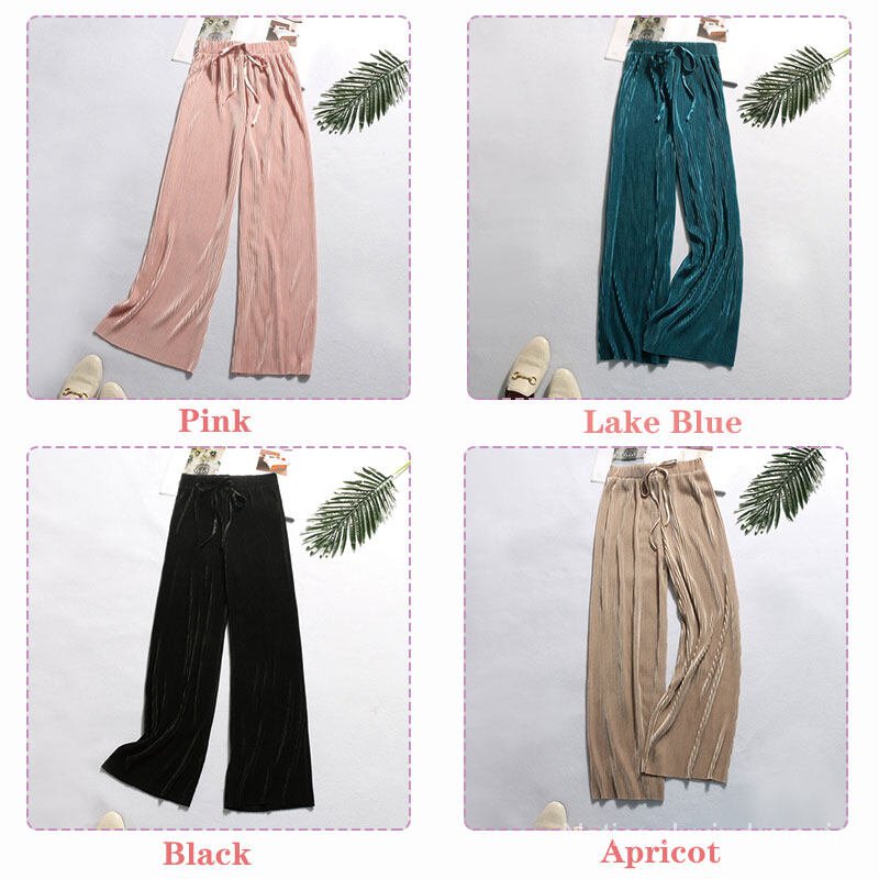 NY life Quần dài xếp ly ống rộng lưng cao bằng lụa chiffon lạnh cho nữ
 | BigBuy360 - bigbuy360.vn