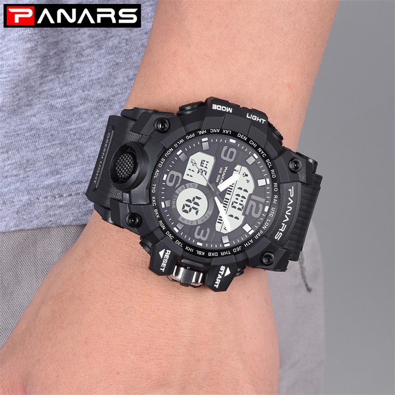 Đồng hồ thời trang nam PANARS 8011 dáng thể thao chống nước mặt Xanh