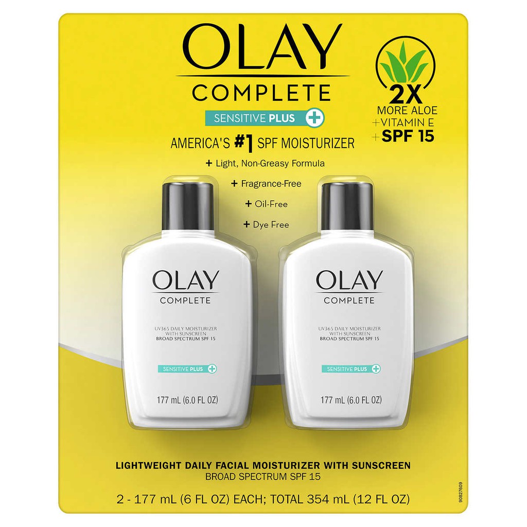 Kem chống nắng dưỡng Olay Complete Sensitive SPF 15, 2 chai 354ML HÀNG MỸ CÓ BILL