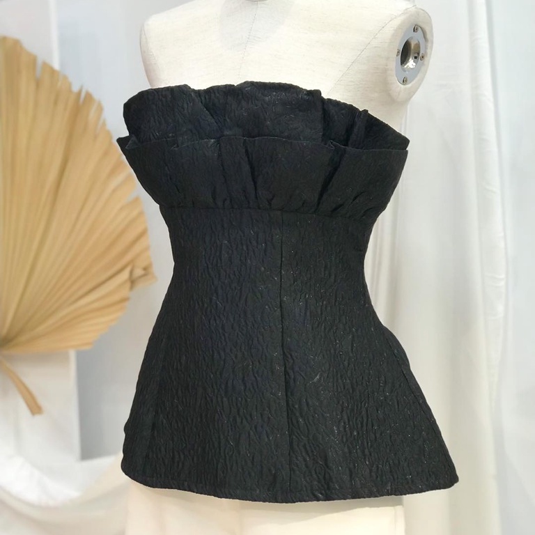 [Ảnh thật] Áo peplum cúp ngực gấm tapta sang chảnh