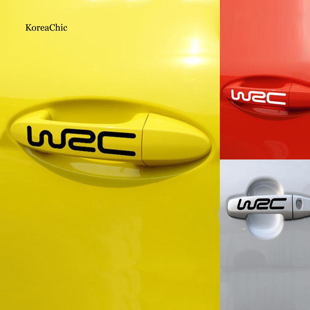 Bộ 4 hình dán trang trí tay cầm xe hơi tự dính in chữ WRC
