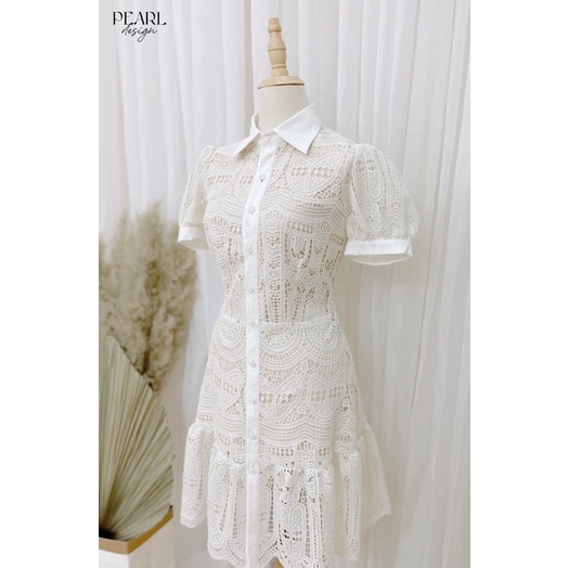 Váy đầm ren đuôi cá cao cấp nữ Pearl Design 062106 trắng | BigBuy360 - bigbuy360.vn