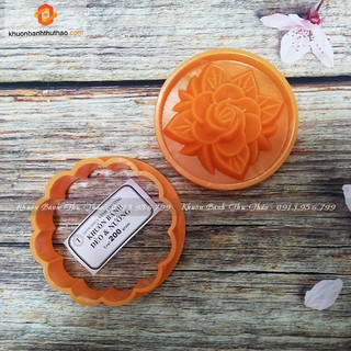 Khuôn trung thu nhận tròn hoa hồng 200g (MS14)