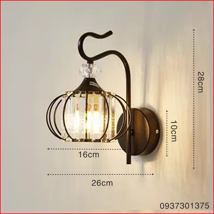 Đèn Tường Pha Lê Hiện Đại T315D Trang Trí Phòng Ngủ, Đèn Cầu Thang, Hành Lang Lối Đi, Tặng Kèm \bóng Đèn Led