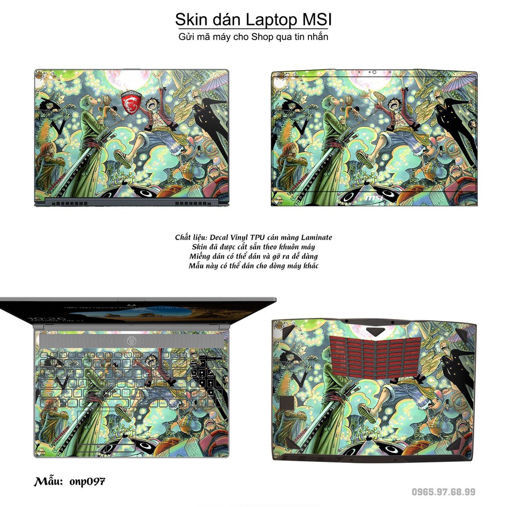 Skin dán Laptop MSI in hình One Piece nhiều mẫu 9 (inbox mã máy cho Shop)