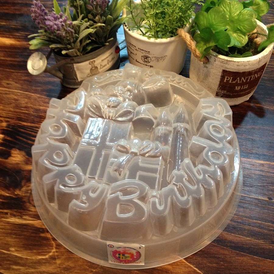 Khuôn rau cau nhựa happy birthday hình nến sinh nhật 20cm - BX3174