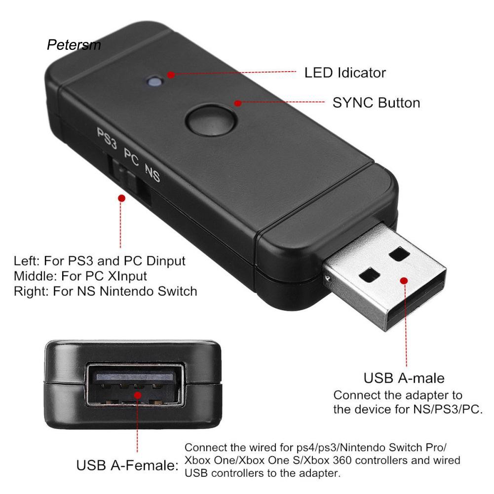 Bộ chuyển đổi USB / pst _ USB không dây cho Nintendo Switch / PS3 / PS4 / Xbox 360 / PC
