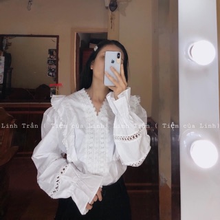 [ Order ] Áo sơ mi trắng tay phồng