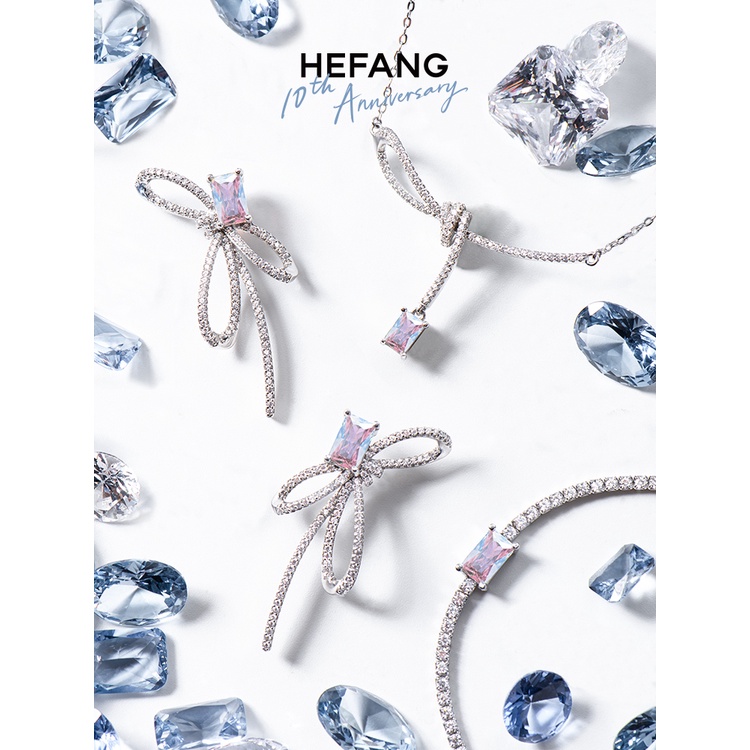 Bông Tai Hfang HEFANG Aurora Hình Khối Lập Phương Đính Đá Sang Trọng