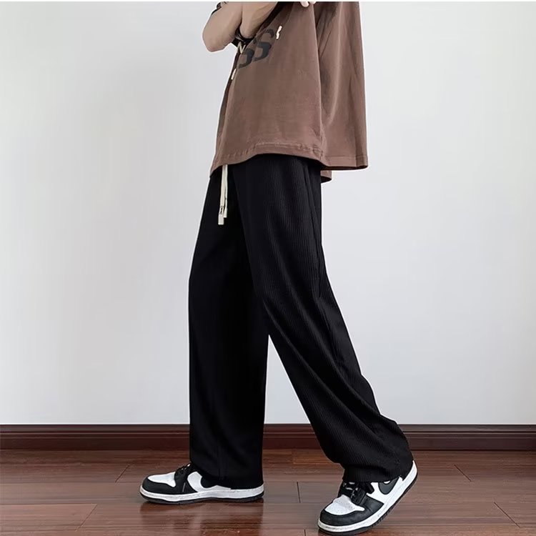 Quần Tây Vải Lụa Lạnh Mỏng Thoáng Khí Màu Đen Size M-5xl Thời Trang Mùa Hè Cho Nam