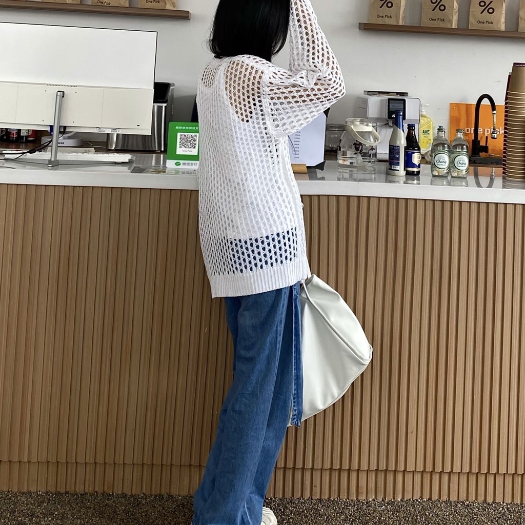 ☃Áo Dệt Kim Tay Dài Chống Nắng Thiết Kế Rỗng Phong Cách Mùa Hè Hàng Mới