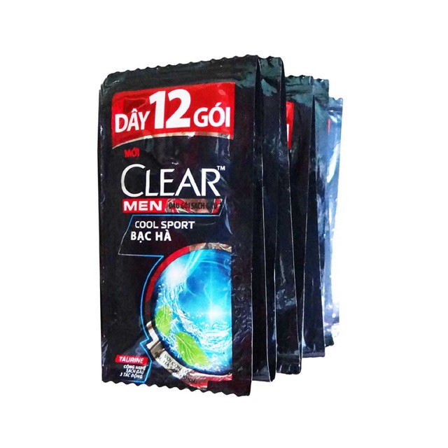 Dầu Gội CLEAR MEN Mát Lạnh Bạc Hà Dây 5g x 12 Gói