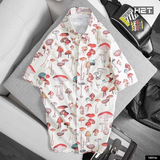 Sơ mi nam cộc tay họa tiết nấm mushrooms 1431
