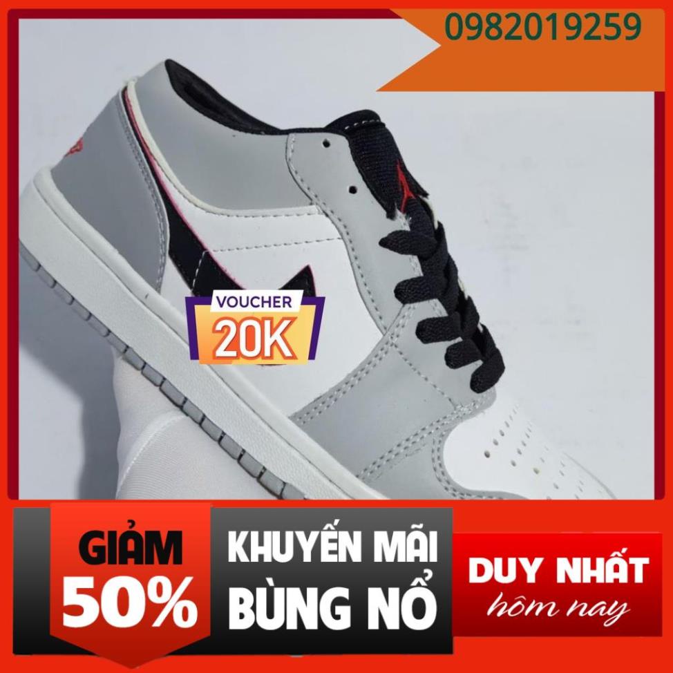 Giày Jordan🏆FREESHIP🏆 Cổ Thấp Jd 1 Ghi Xám Full Size Nam Nữ Xịn