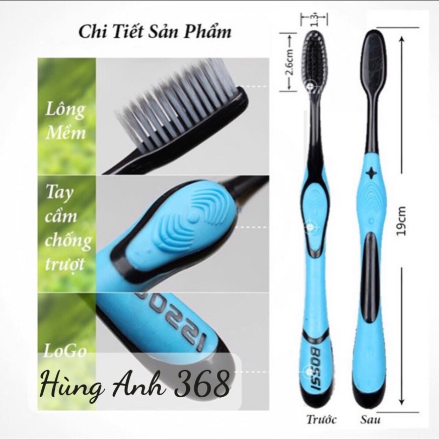 BÀN CHẢI ĐÁNH RĂNG THAN TRE HÀN QUỐC CAO CẤP BOSSI