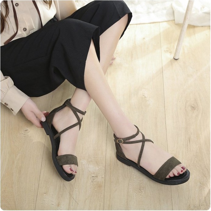 Giày Sandal Đế Thấp 4.24 Quai Chéo Phong Cách Roman