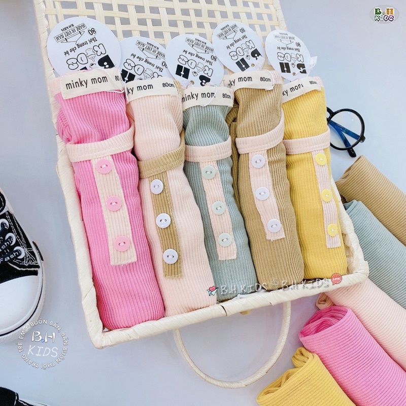 NT087 Bộ đồ dài tay cổ trụ chất thun tăm mềm mại cho bé trai, bé gái
