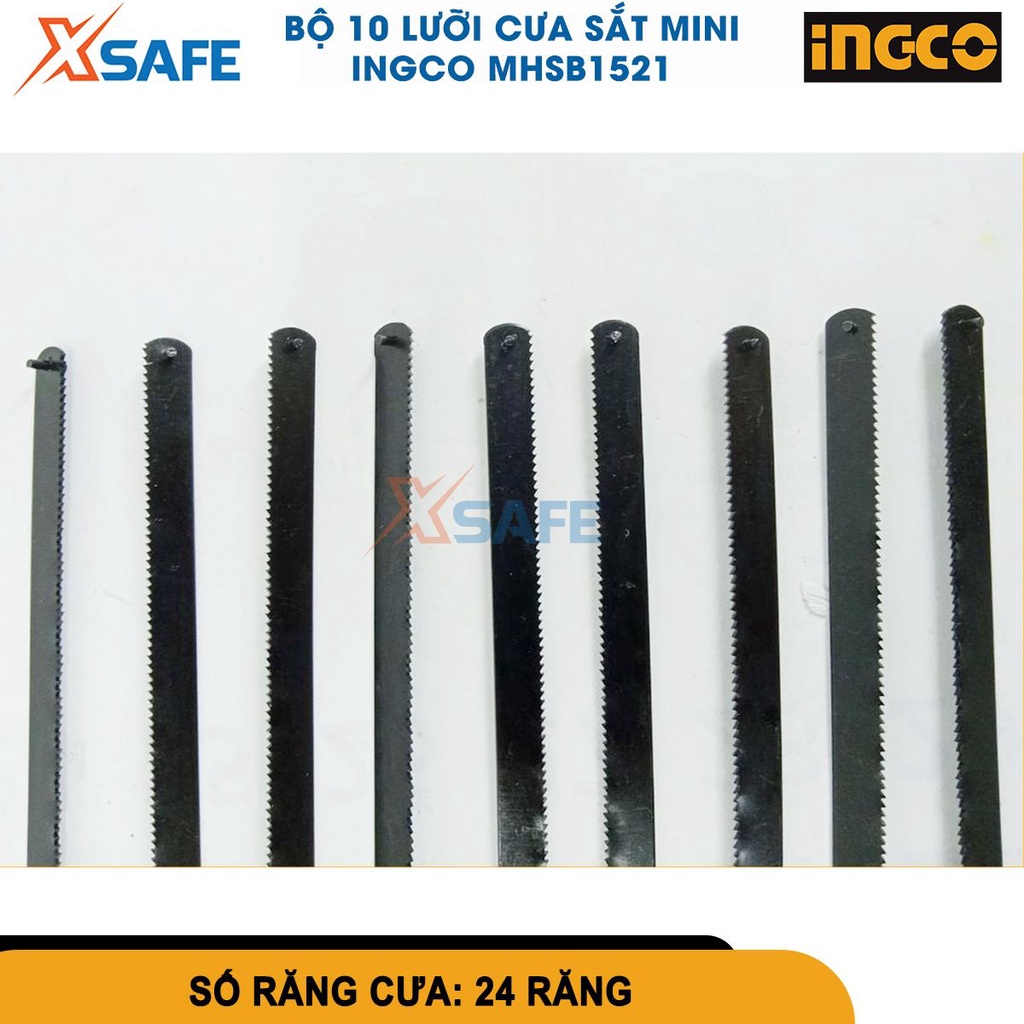 Bộ 10 lưỡi cưa sắt mini INGCO MHSB1521 kích thước 150mm(6”), Chất liệu 65Mn, 24 răng cưa dùng cắt gỗ[CHÍNH HÃNG][XSAFE]