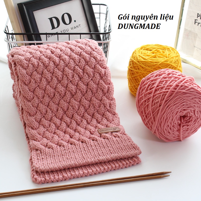 Gói nguyên liệu đan khăn vặn thừng kit đan móc