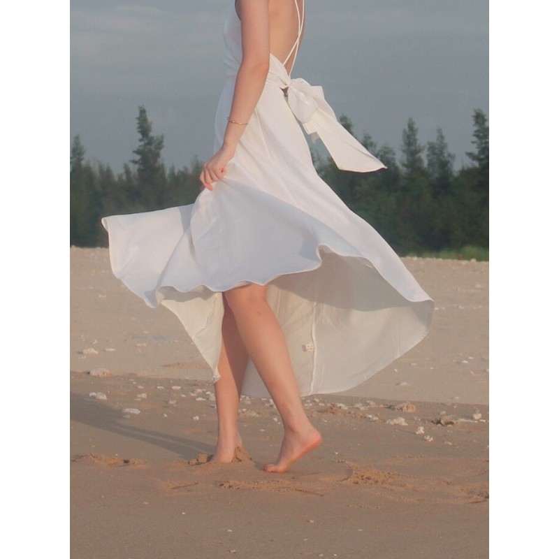 Đầm maxi đan dây lưng thắt nơ đi biển kèm ảnh thật | BigBuy360 - bigbuy360.vn