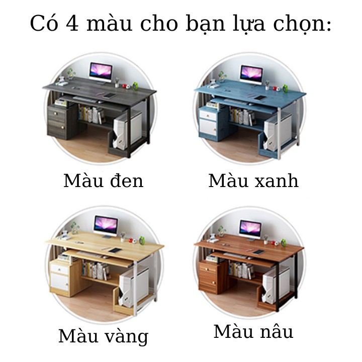 Bàn máy tính có ngăn kéo bàn học, bàn làm việc gỗ Homexinh