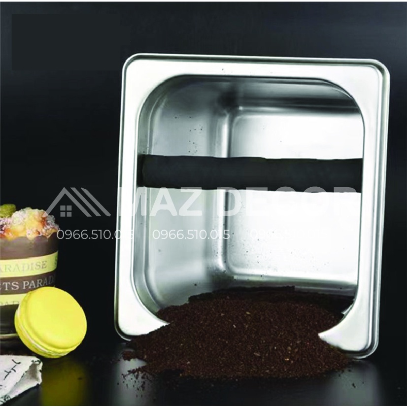 Hộp Hộc Đập Bã Cafe, Đựng Bã Cà Phê Inox Cao 10 - 15cm