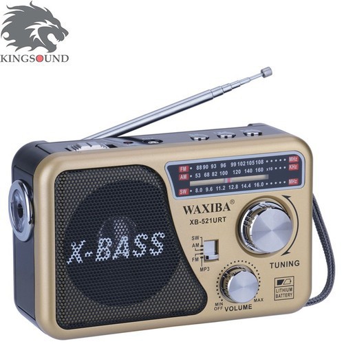 [FREESHIP]Máy nghe nhạc kiêm đài Radio FM Waxiba XB-521URT- Đài FM 521 có đèn pin có hỗ trợ thẻ nhớ TF và USB