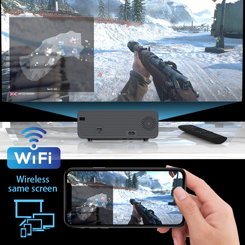 HOT🔥W80Mini HD LED Portable Projector 720P Android OS Pixels Resolution 3000 Lumens Support AirPlay DLNA Miracast