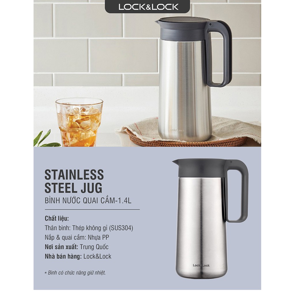 Bình đựng nước inox Lock&Lock 1.4L LHC7002SLV