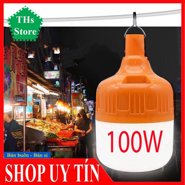 Bóng đèn tích điện 6-8h , loại 100w sạc tích điện có móc treo .