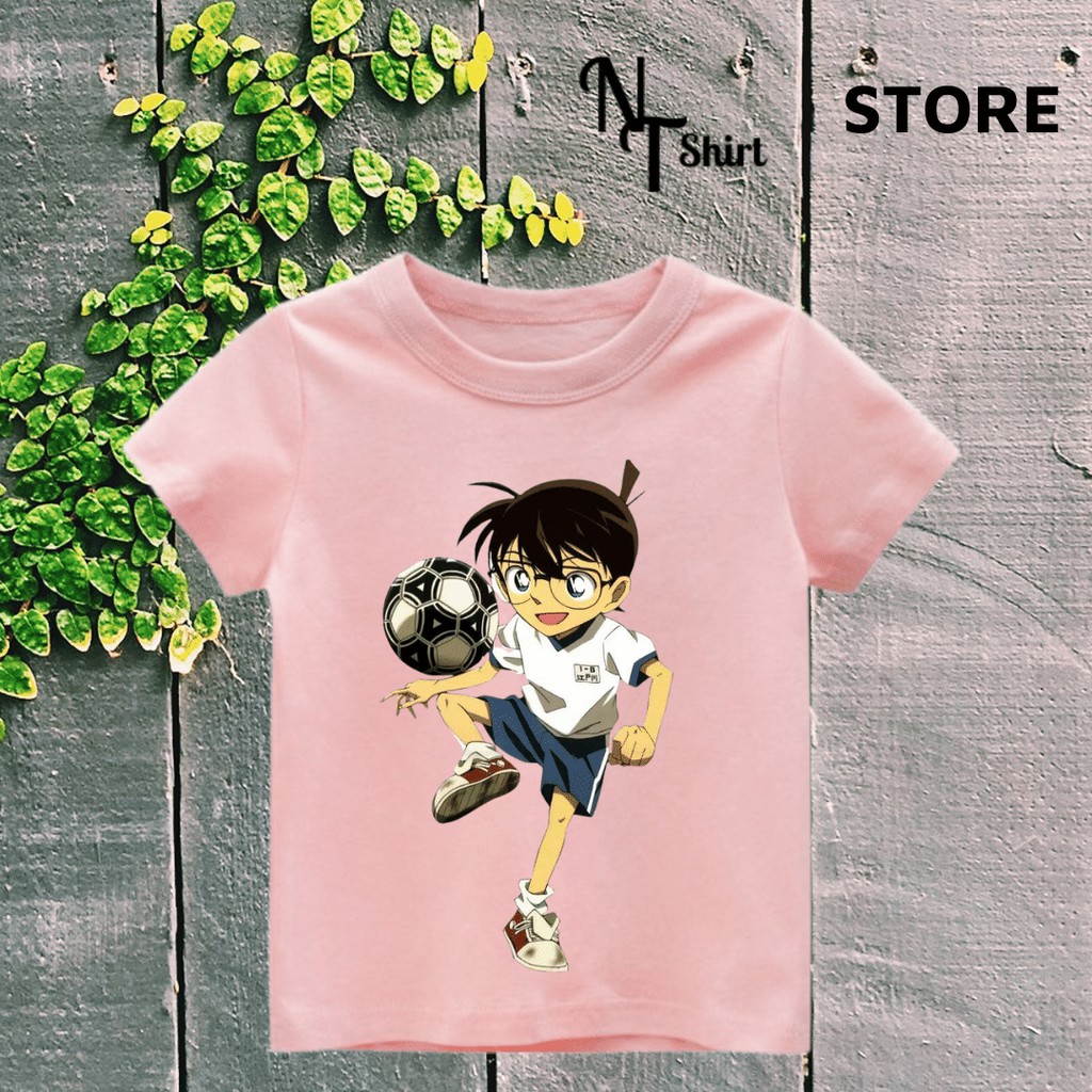 Áo thun trẻ em in hìnhThám Tử Dừng Danh Conan Đá Bóng, Áo cotton mặc mát thoải mái NTShirt 03